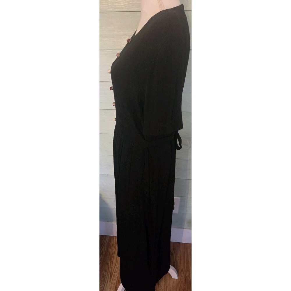Vintage Black MaxiDress by JBS Limited Tie Back Rose Embellished Prairie Style - Picture 2 of 8